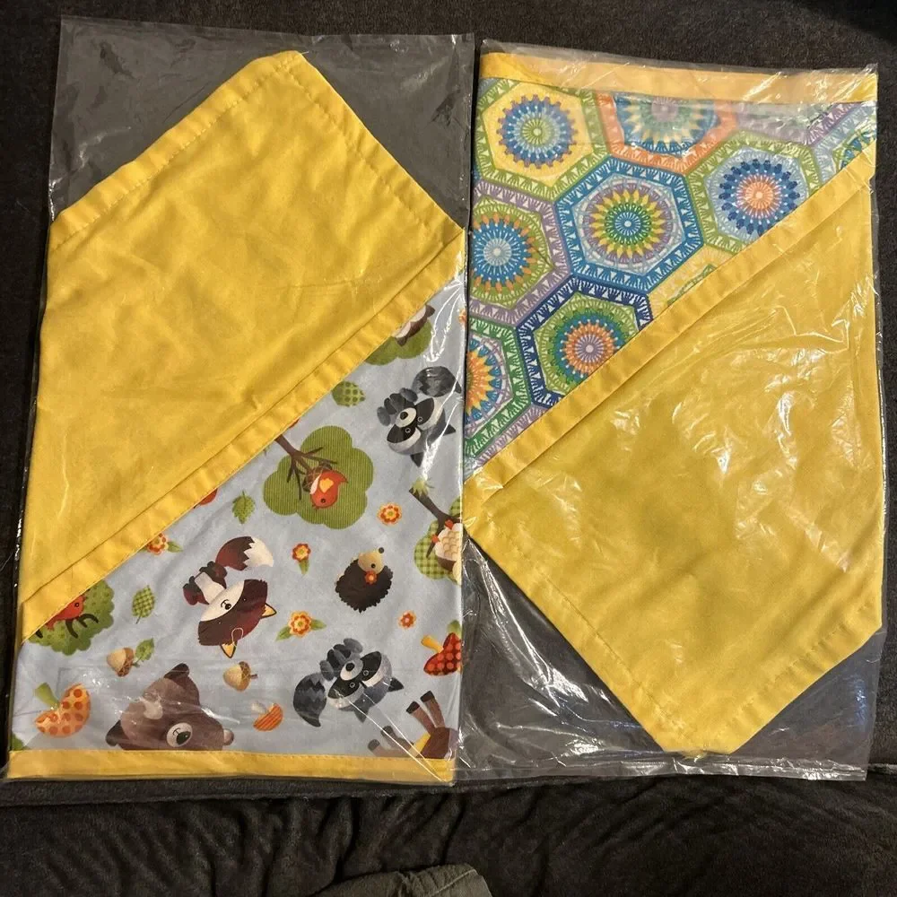 Lot Of 2‎ Angel Paws Dog Bandanas, Yellow Reversible